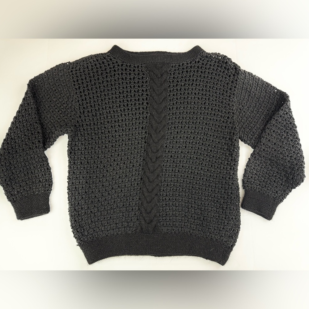 Vintage Hosticana Hand Knit 100% Combed Cotton Knot Sweater Alpaca Made In Peru